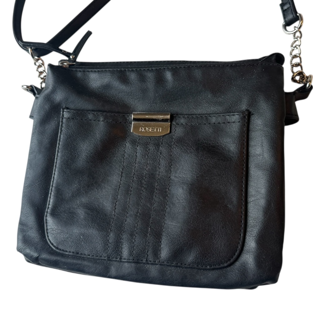 Rossetti Modern Chain Black Chrome Women’s Shoulder Bag Purse - Picture 4 of 12